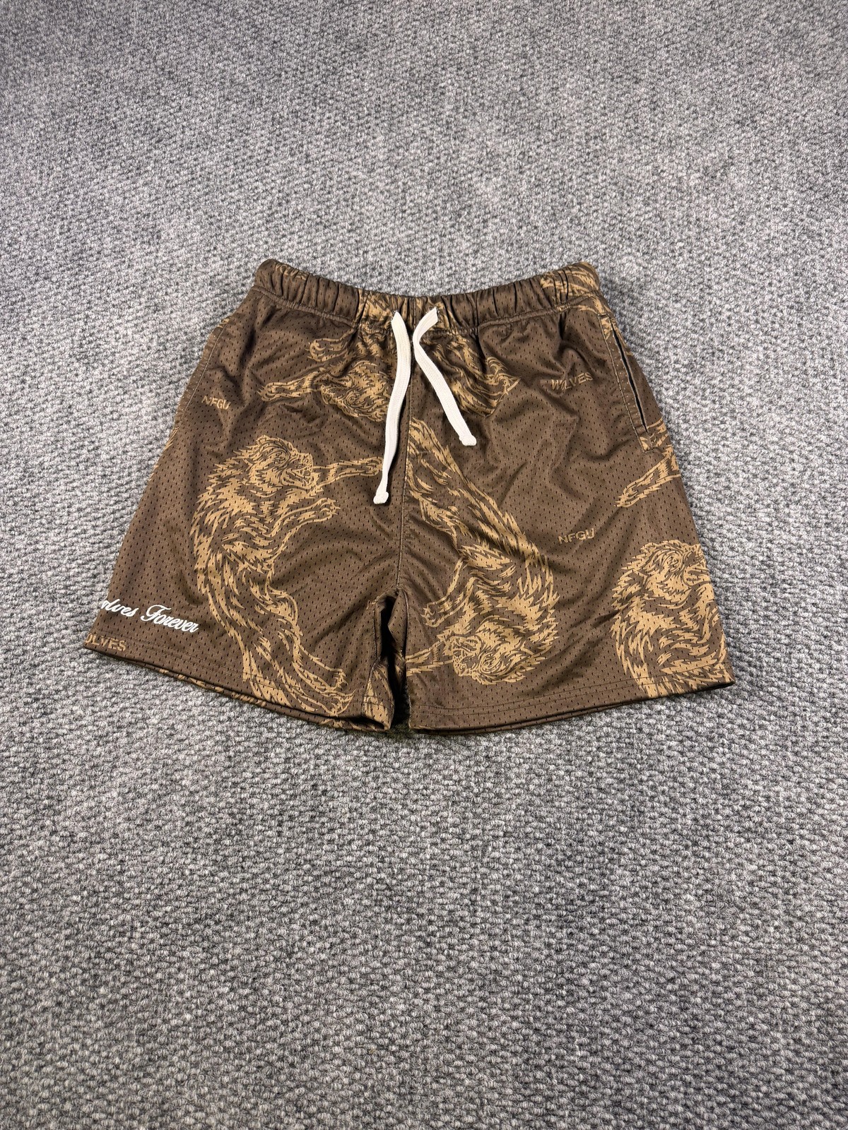 Darc Sport Shorts Mens Small Brown 7 Inch Mesh Wolves Athletic Gym Pockets
