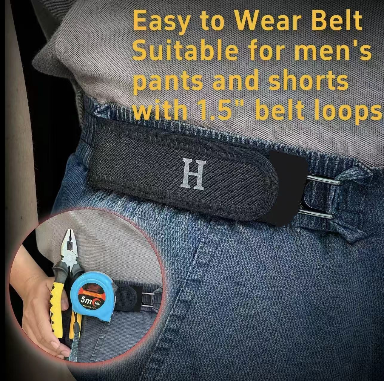 1-3PCS Tactical Metal Hook Elastic Belt Buckle-Less Invisible Waist Belt Closure