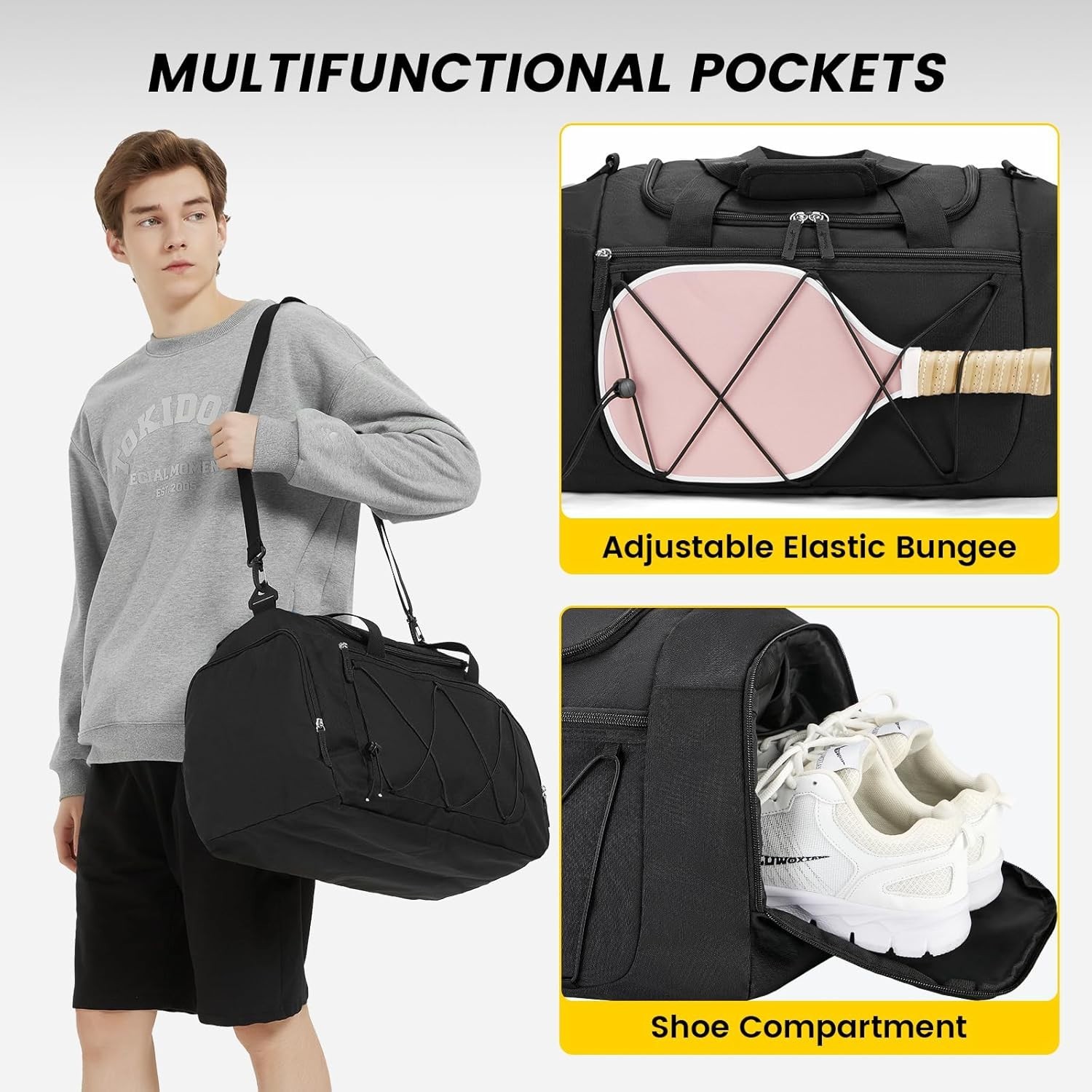 Gym Bag for Men – 21 Inches Duffle Bag for Travel Lightweight Duffel Bag with Sh