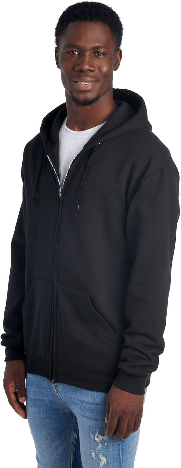 Jerzees Men’s NuBlend Fleece Hoodies & Sweatshirts, Large, Full Zip – Black
