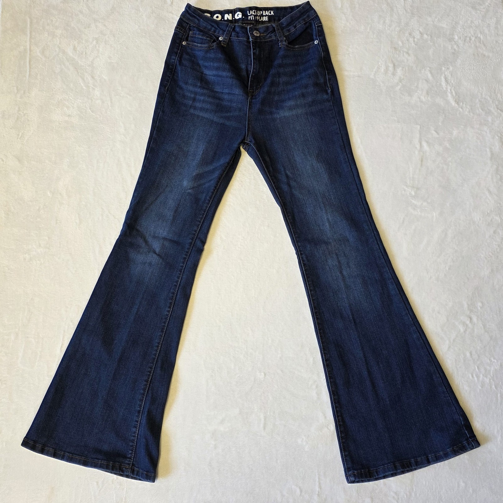 S.O.N.G. Lace Up Back Flare Jeans Women’s 5/27 Dark Wash Y2K Denim