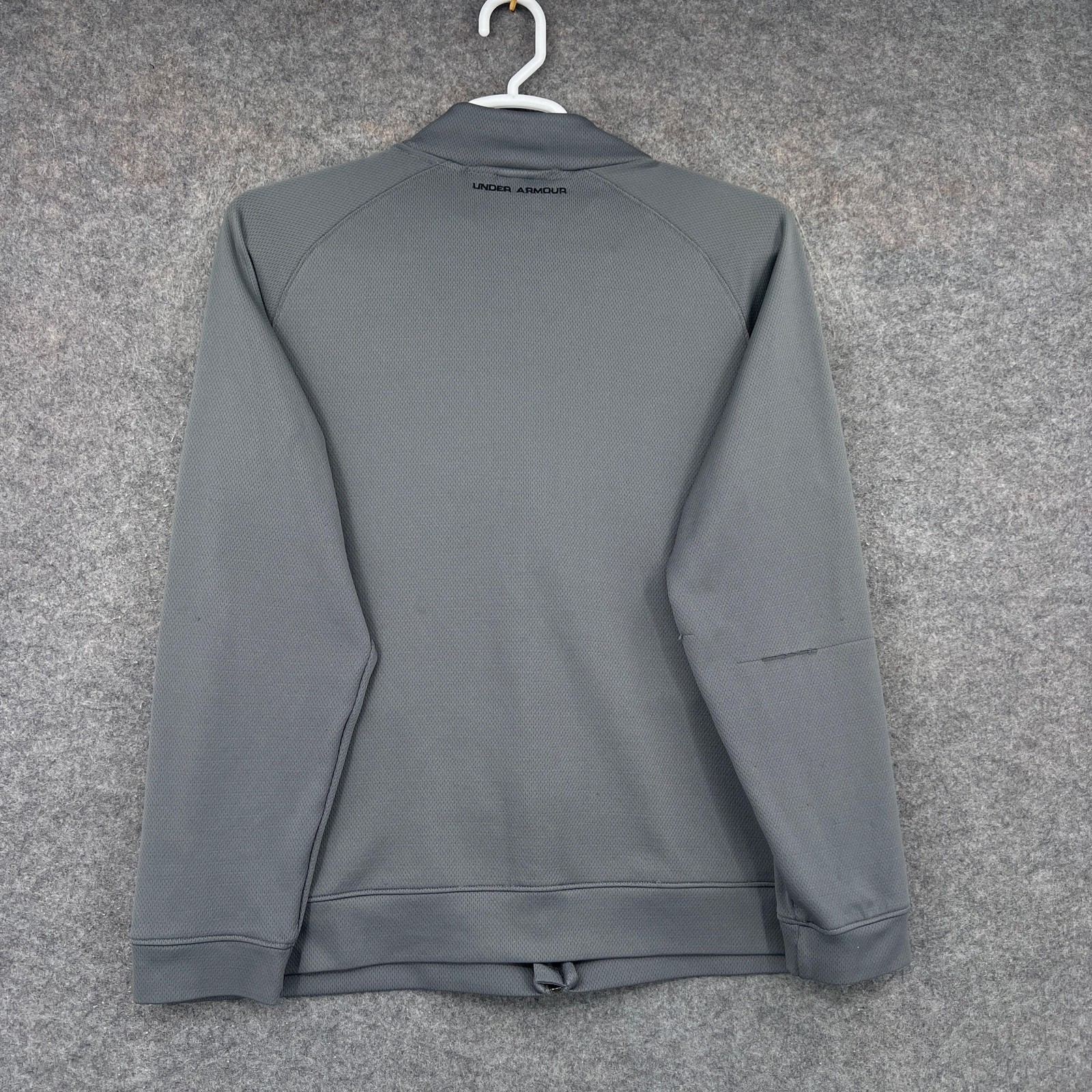 Under Armour Sweatshirt Mens L Gray Full Zip Mock Neck Athletic Moisture Wicking