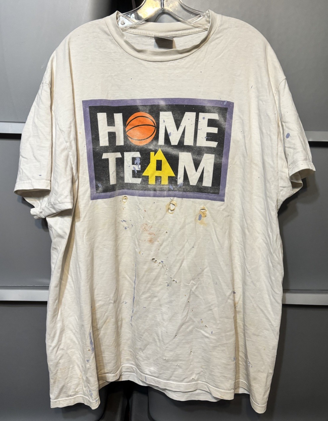 Vintage 90s San Antonio Spurs NBA T-Shirt XXL Paint Marks Thrashed Faded