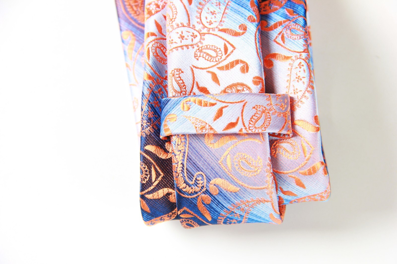 Classic Paisley Orange Blue Jacquard Silk Men’s Tie Necktie Hanky Cufflink Set
