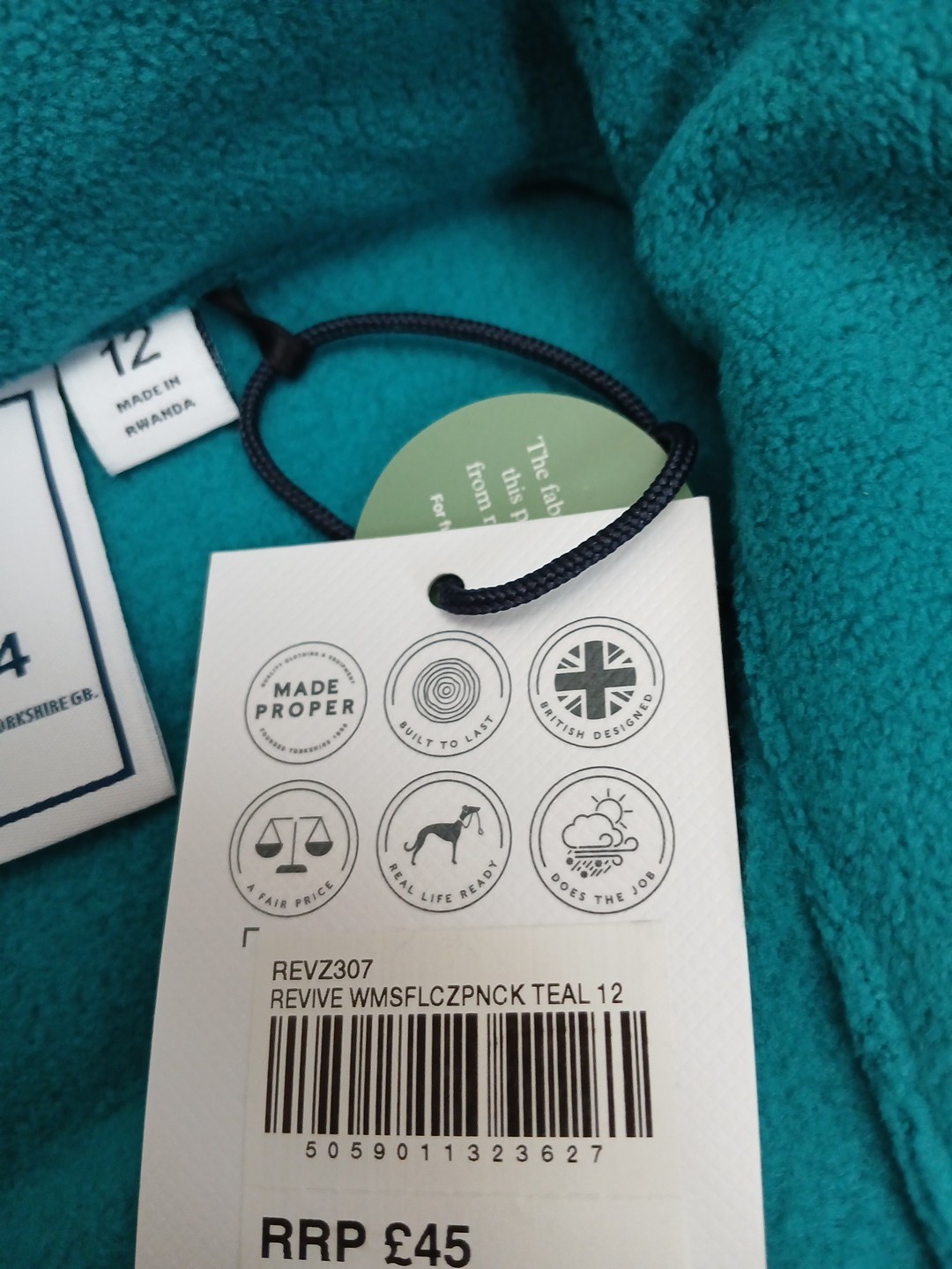NEW Tog 24 Fleece Jumper 1/4 Zip Pullover in Teal Colour Womens Size 12 P2P 21″.