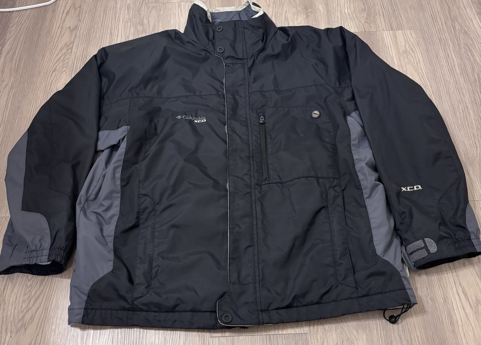 Columbia Jacket Mens L Black Full Zip 2in1 Shell With Detachable Liner