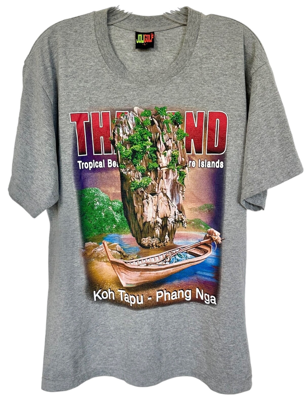 JOLIGOLF Unisex Vintage Thailand Island Koh Tapu Phang Nga T-Shirt Size L Gray