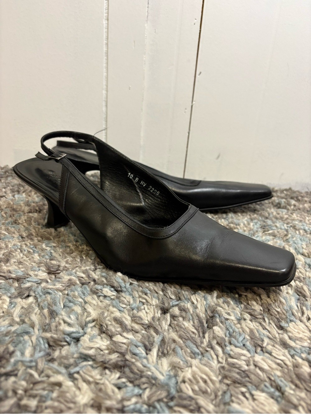 Harold Powell Shoes Womens 10 Square Toe Slingback Kitten Heels Vintage Italy