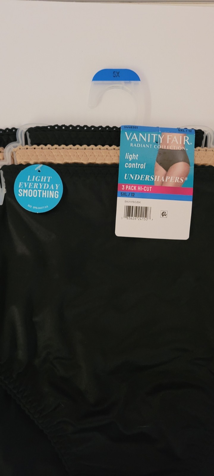 Vanity Fair Radiant Collection Light Control Undershapers, 3 Pack Hi-Cut 5XL