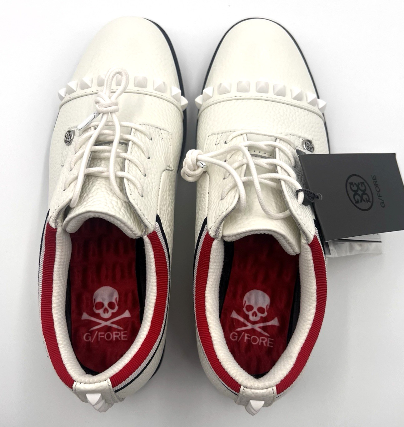 G/FORE Grosgrain Stud Cap Toe Gallivanter Golf Shoes White Womens 7.5 Waterproof