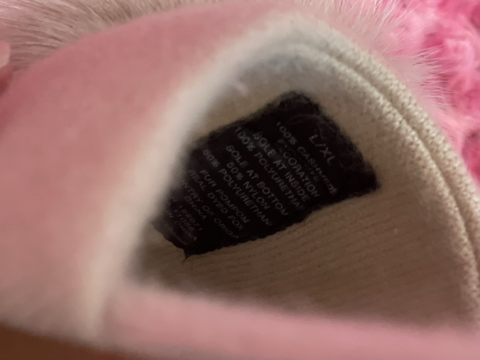New! Naked Cashmere Love Slippers 100% Cashmere w/Fox Fur Sz L/XL 9-10 🥰