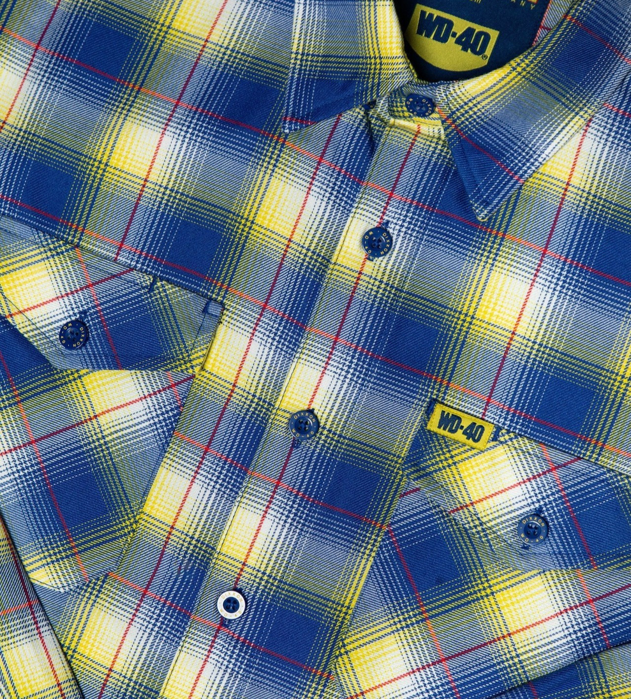 DIXXON Flannel “WD-40” Men’s Size XL Collab Plaid Blue Yellow Button Shirt