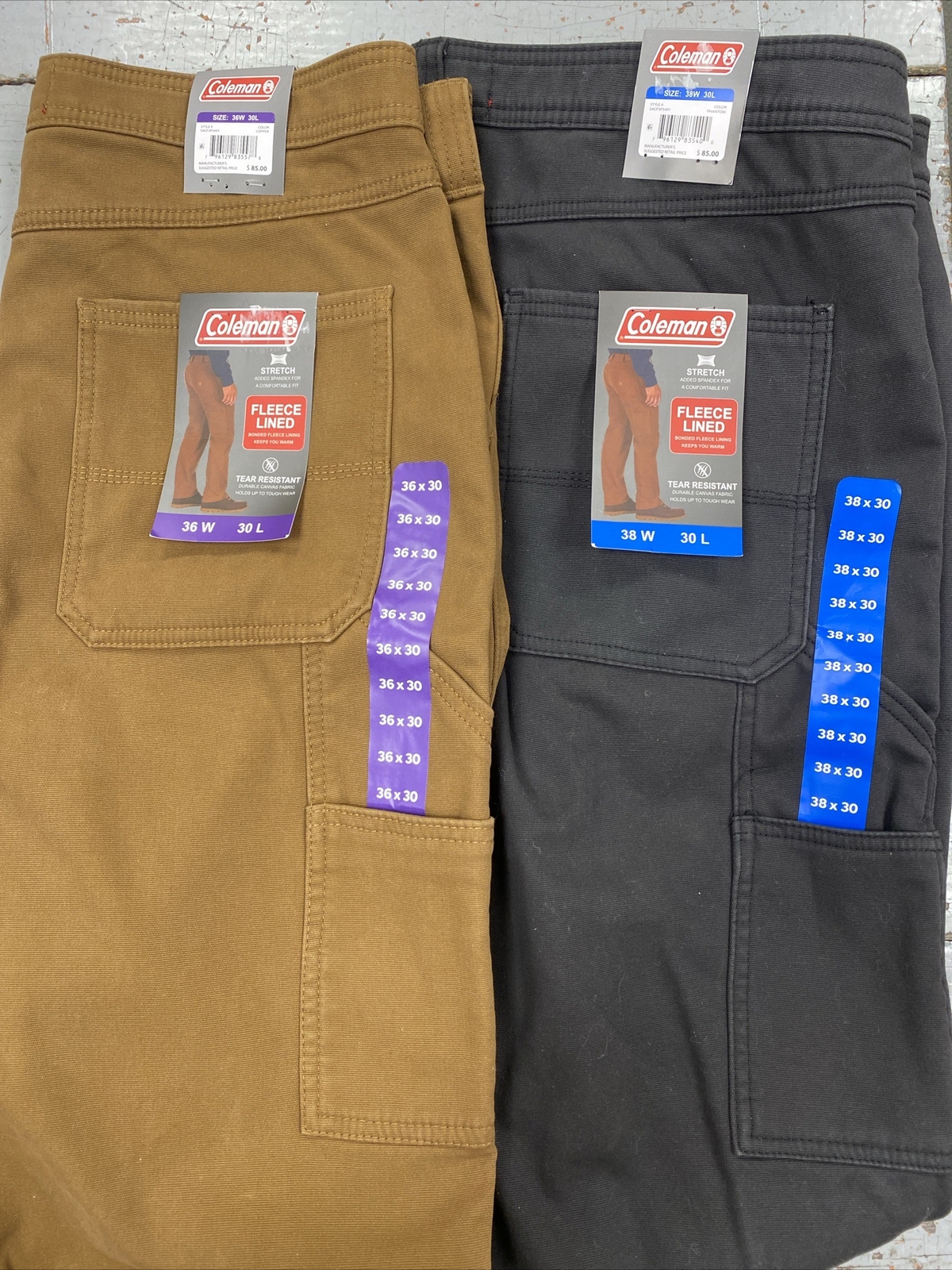 Coleman Men’s Fleece Lined Work Utility Pants Assorted Sizes & Colors NWT