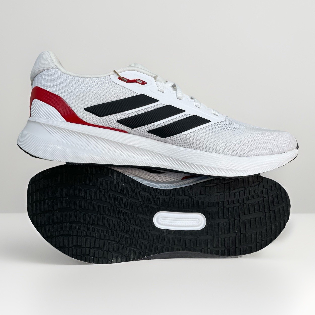 Adidas Runfalcon 5 Men’s Sz 8 White Black Red Scarlet Jog Walk Shoes IE8818 New