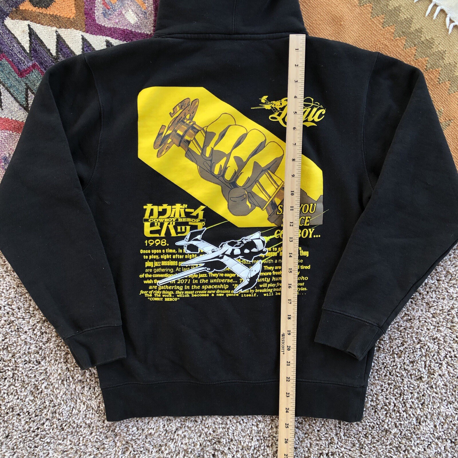 Cowboy Bebop 1998 Crunchyroll Hoodie Size Small Anime Logic Black Pullover EUC