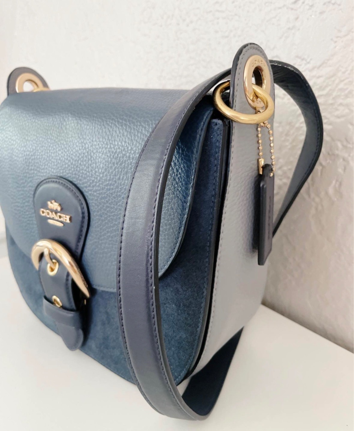 coach blue handbag cross body