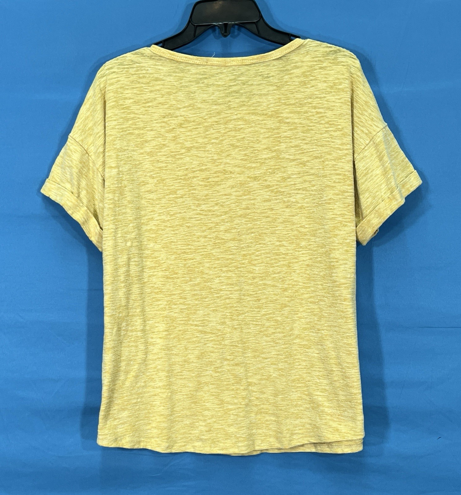 ELECTRIC LOVE Yellow SLUB KNIT Rainbow Pride PULLOVER Graphic T-Shirt Top Sz S