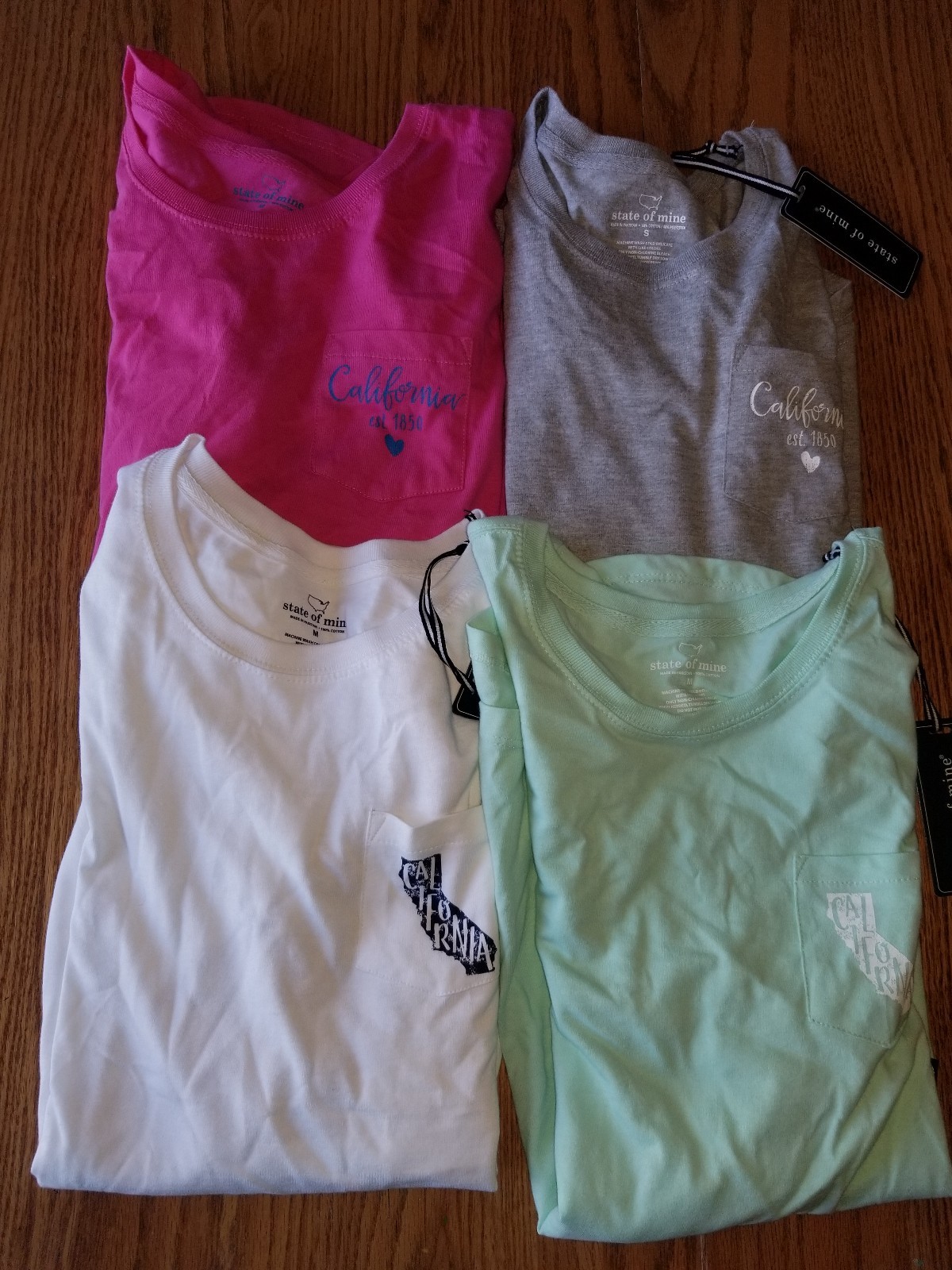 New Womens State of Mine Long Sleeve Top Shirt California Green Pink Gray White