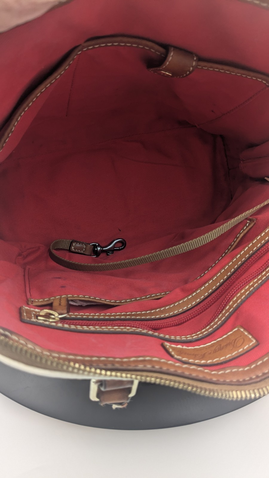 Dooney & Bourke Pebble Grain White Leather Zip Dome Satchel British Tan Purse