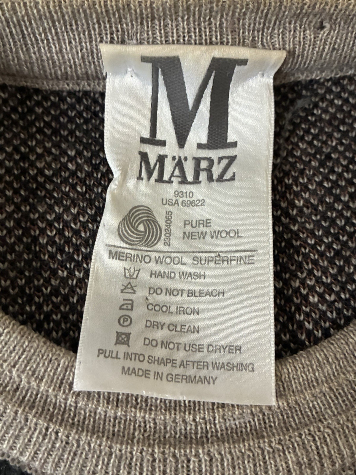 VTG Marz Munchen 100% Wool Geometric Patchwork Knit Grandpa Sweater