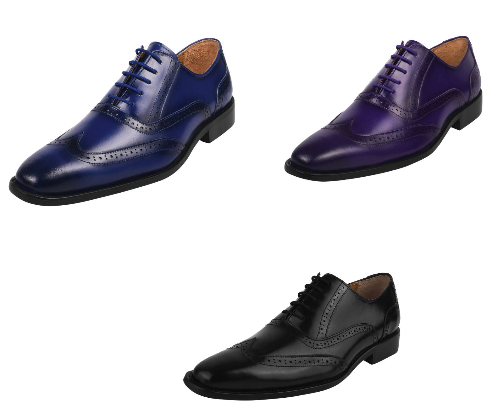 LIBERTYZENO Mens Genuine Leather Wingtip DESIGNER Lace up Oxford Dress Shoes