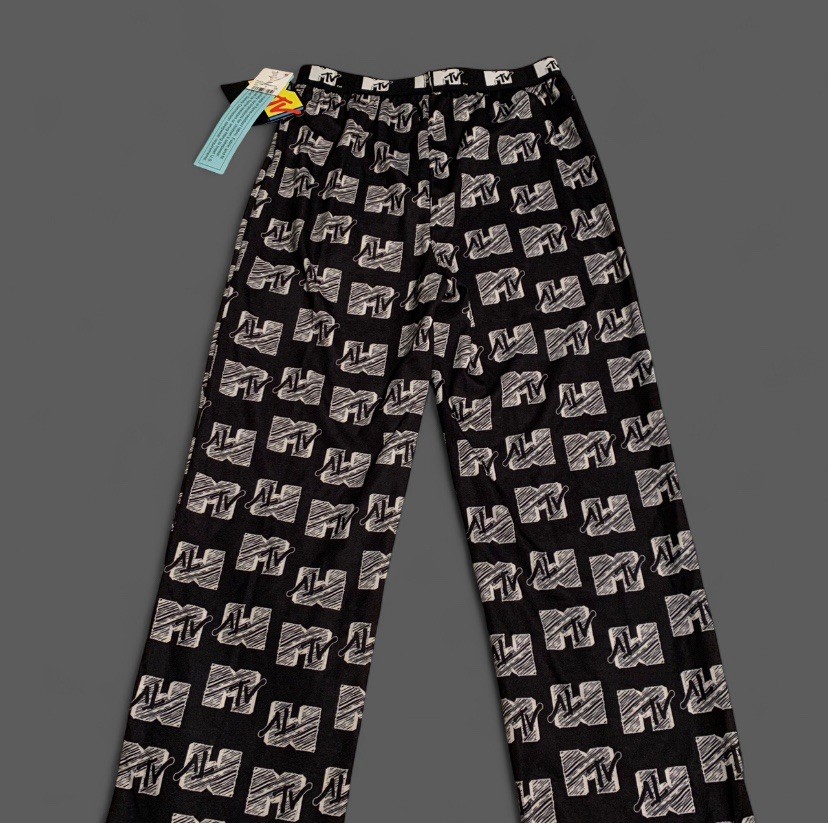 NWT MTV Boys Black Lounge Sleep Pants Size M (8/10) Flame Resistant (K390)