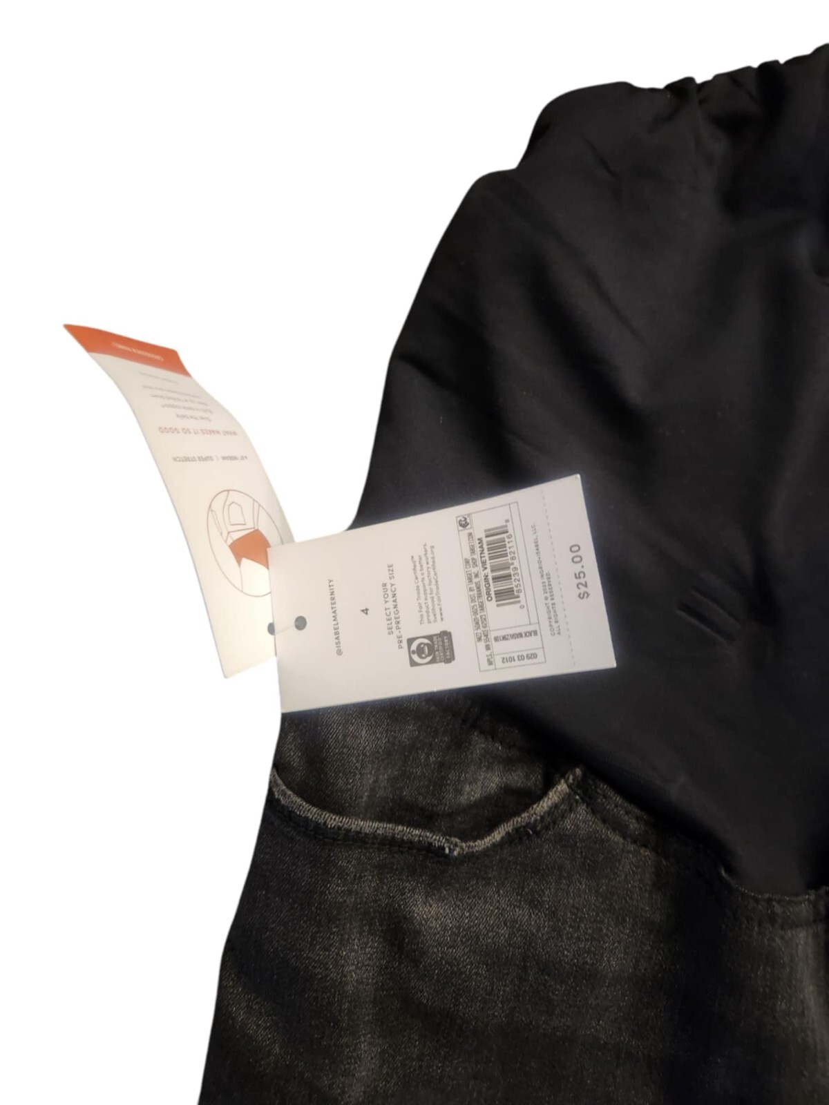 Isabel Maternity Crossover Panel Black Denim Jean Shorts Varies Sizes