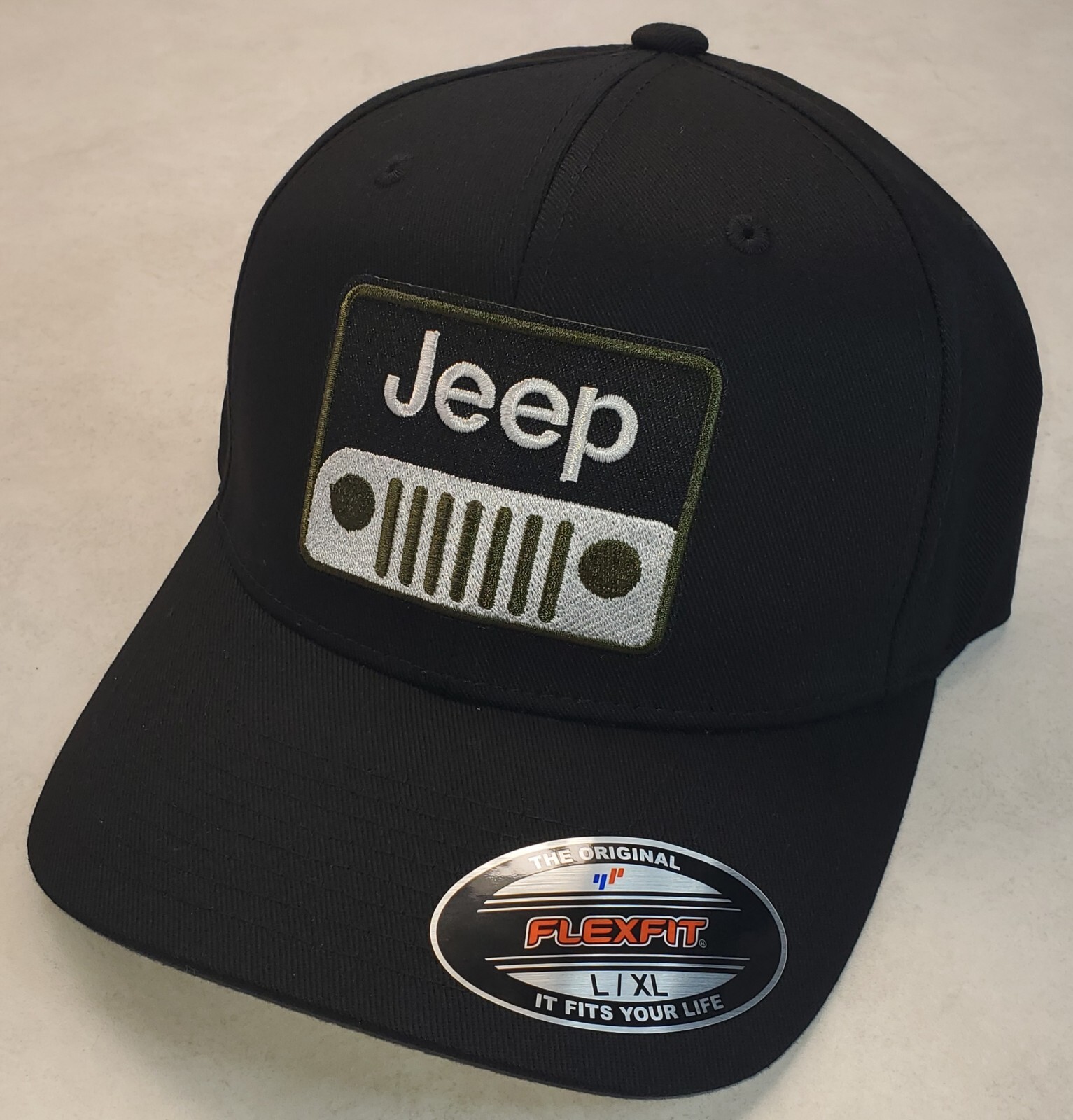 JEEP Patch on Flexfit 6277 Hat / Black – L/XL 7 1/8″ – 7 5/8″