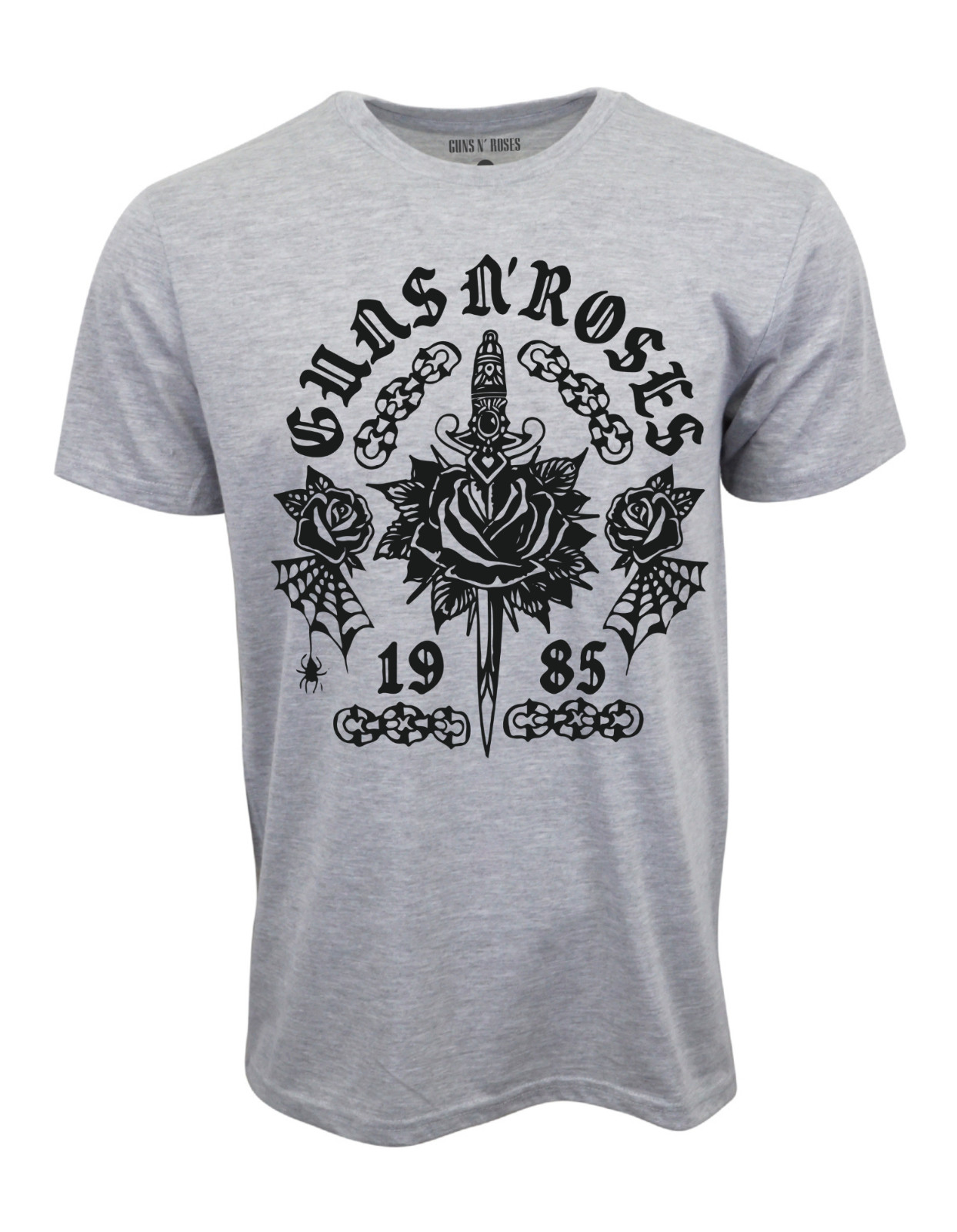 GUNS N ROSES 1985 ROSE SWORD GRAY T SHIRT