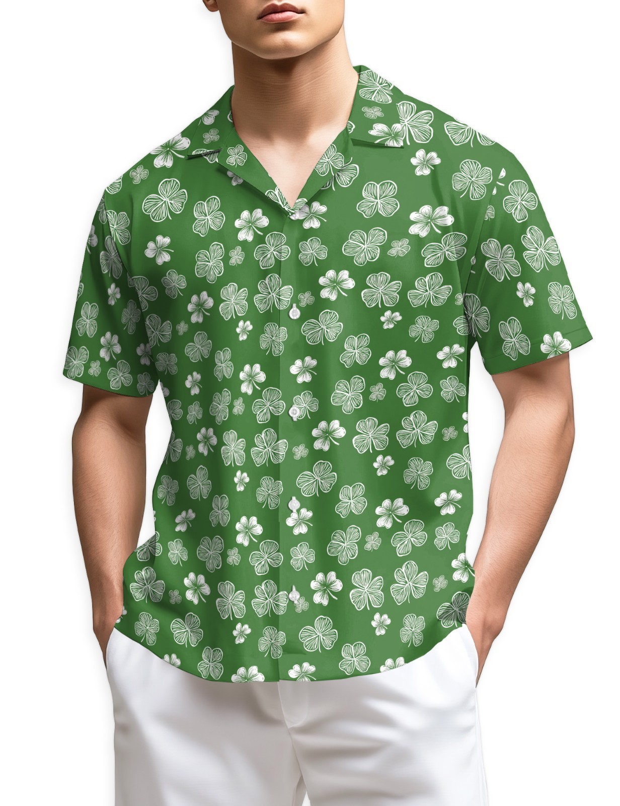 Shamrock St Patrick’s Day Hawaiian Shirt Green Aloha Holiday Gift