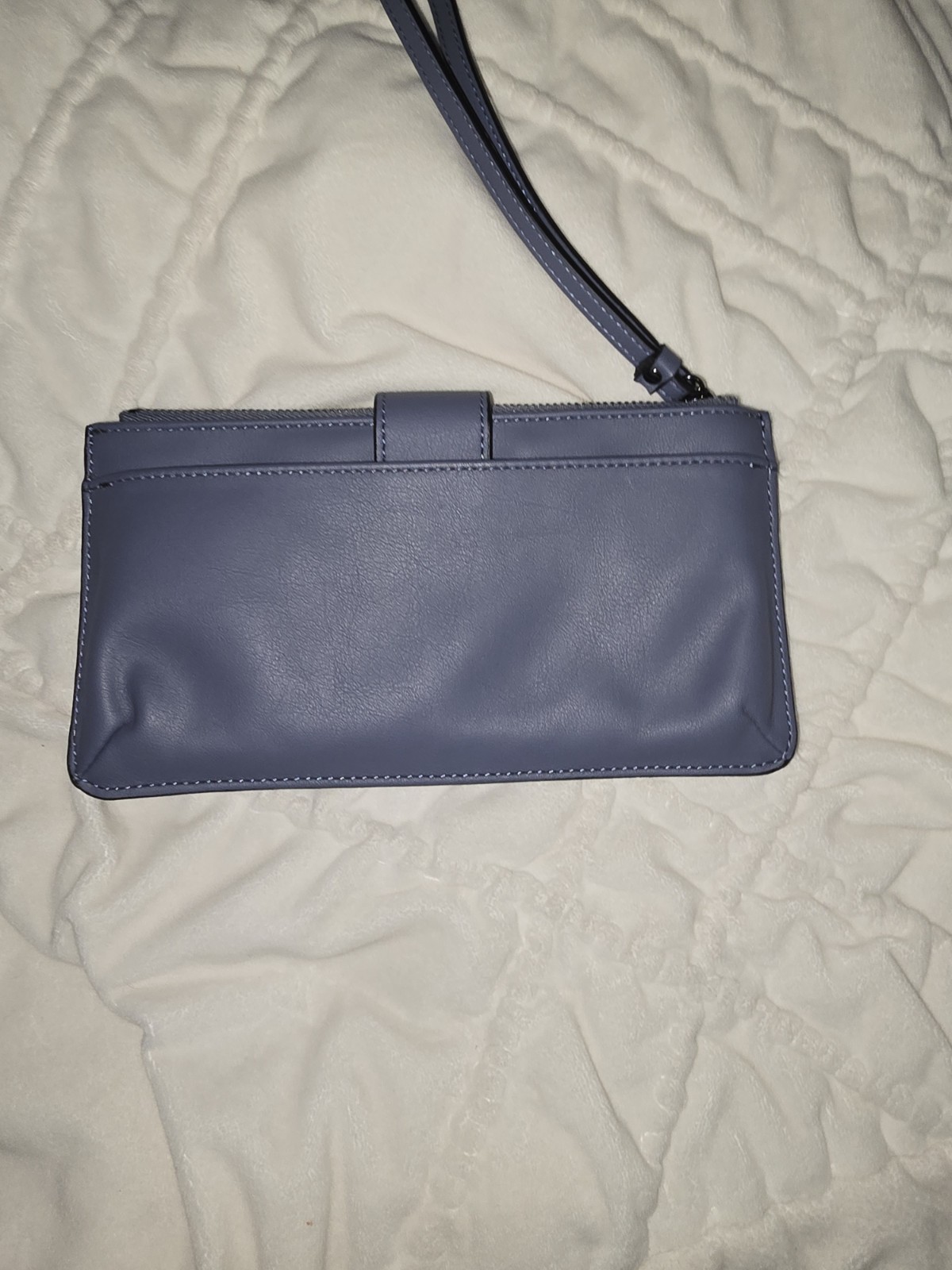 Time And Tru Light Blue Women’s Wristlet Bag Strap Accent Zipper Silver Hardware