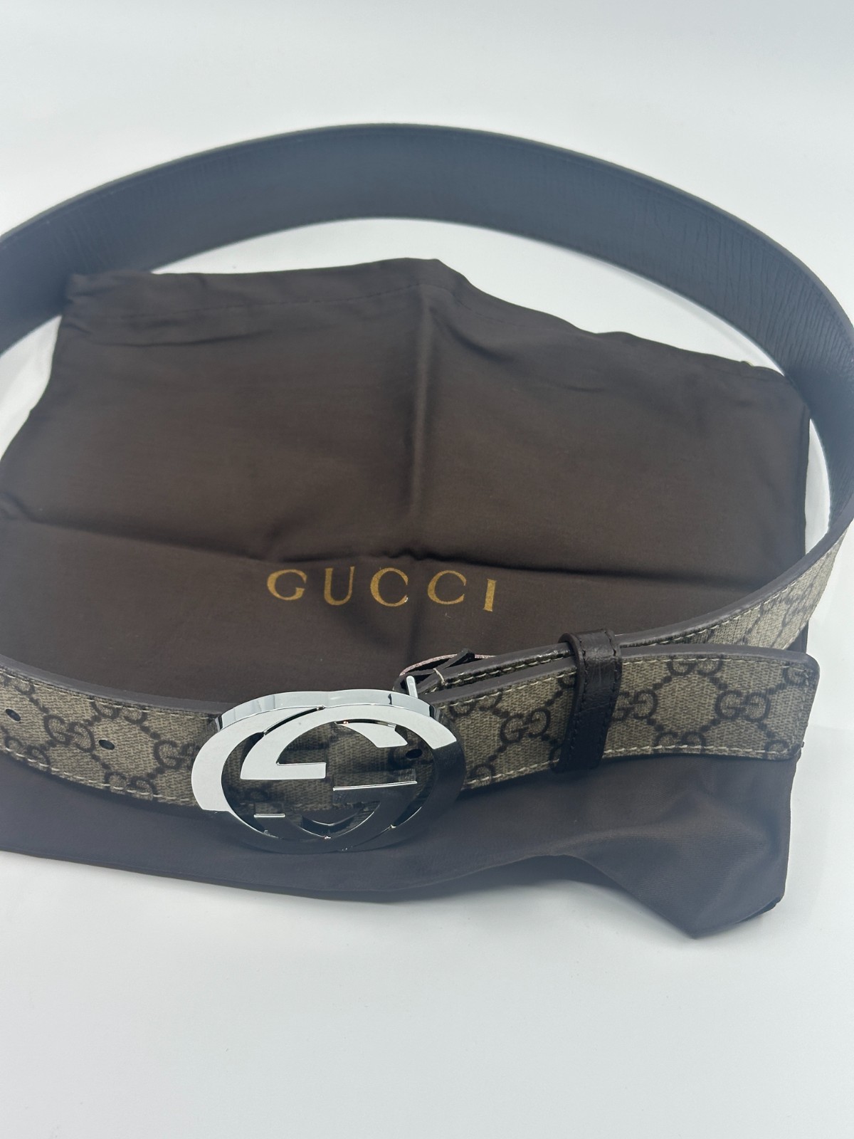 GG Mono BrownGucci Belt Silver Buckle