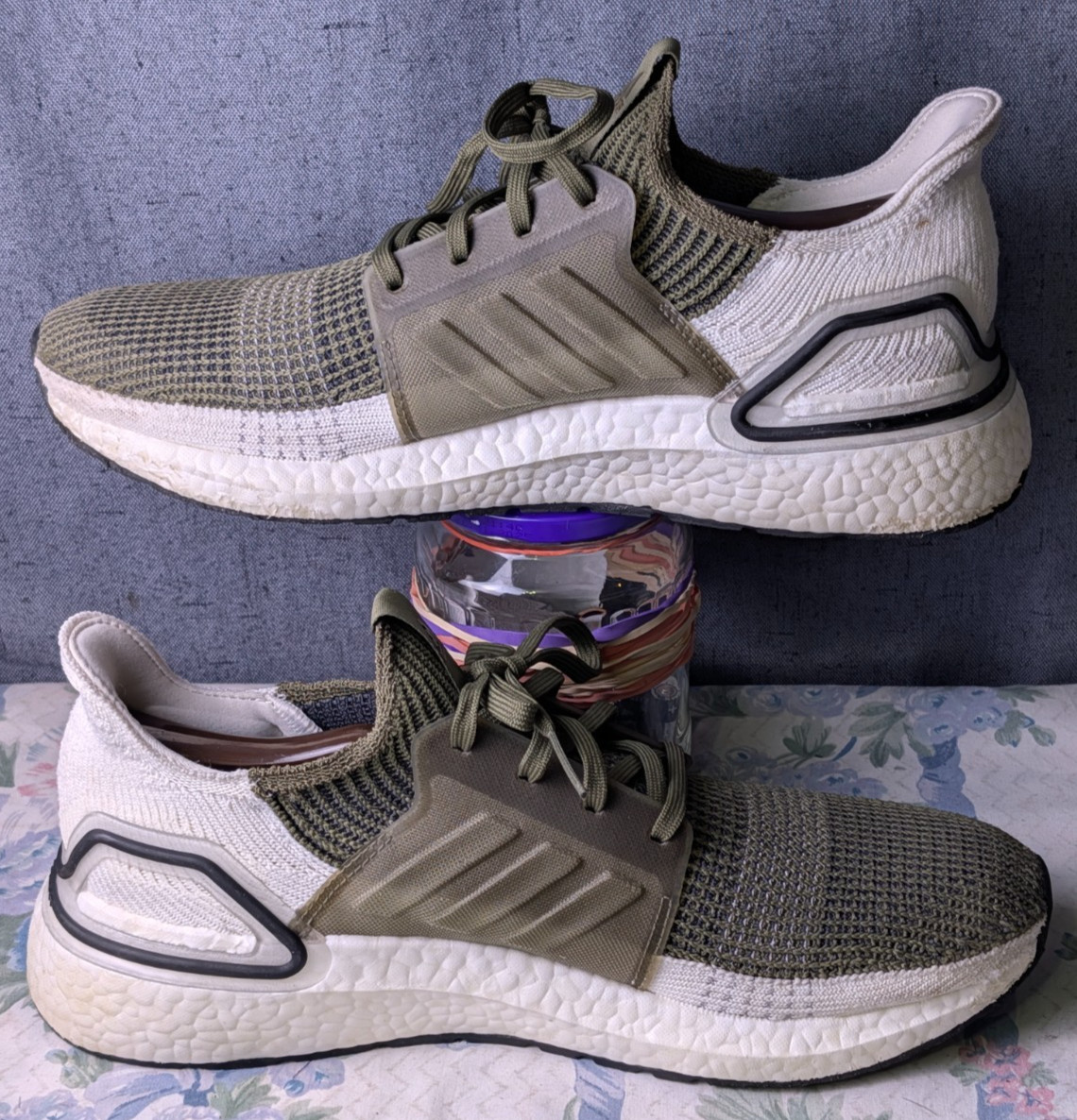 adidas UltraBoost 19 Olive Men’s 11 Primeknit Running Shoes Gym Sneakers F35243