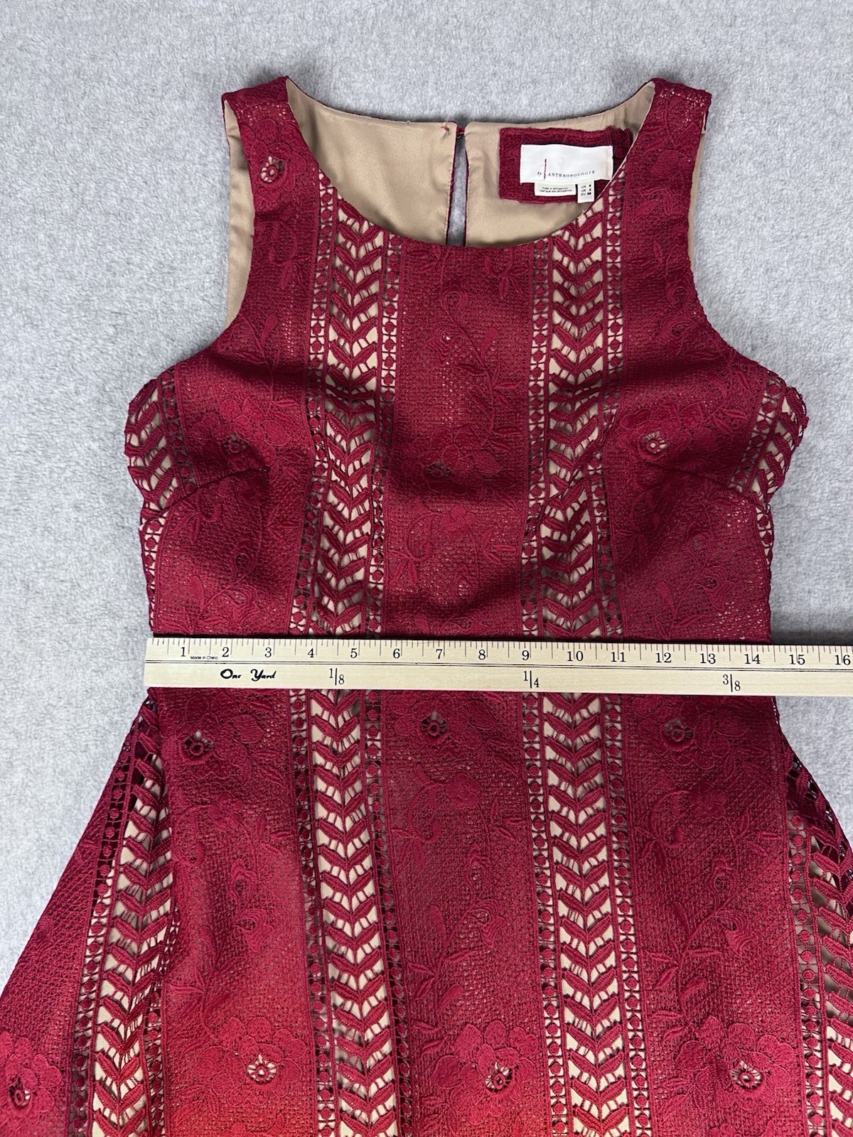 Anthropologie Red Lace Sleeveless A-Line Dress size 4