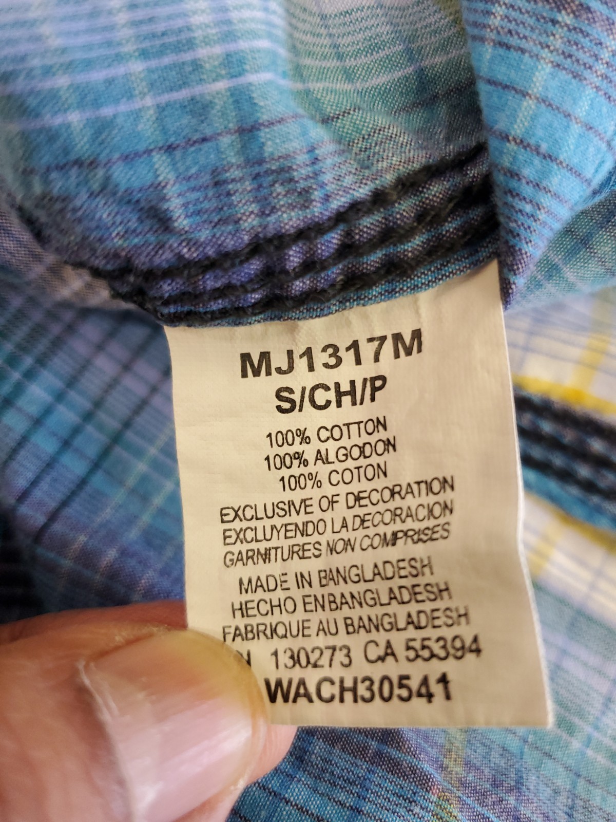 Wrangler 20x Pearl Snap Shirt Mens Size Small Plaid Blue Western 100% Cotton