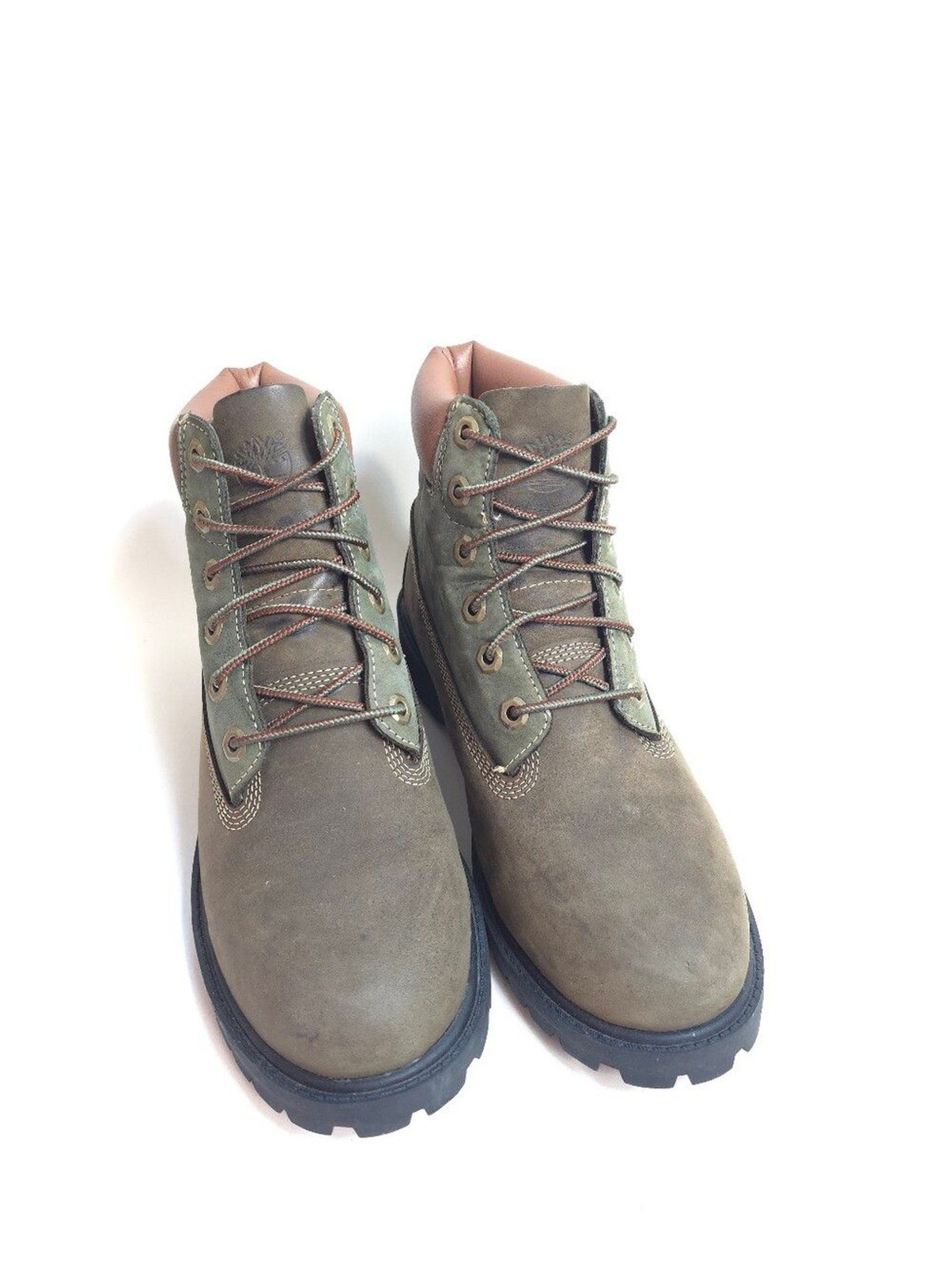 Timberland 6 Inch Premium Waterproof Boots Boys Brown Green Nubuck Size 6.5