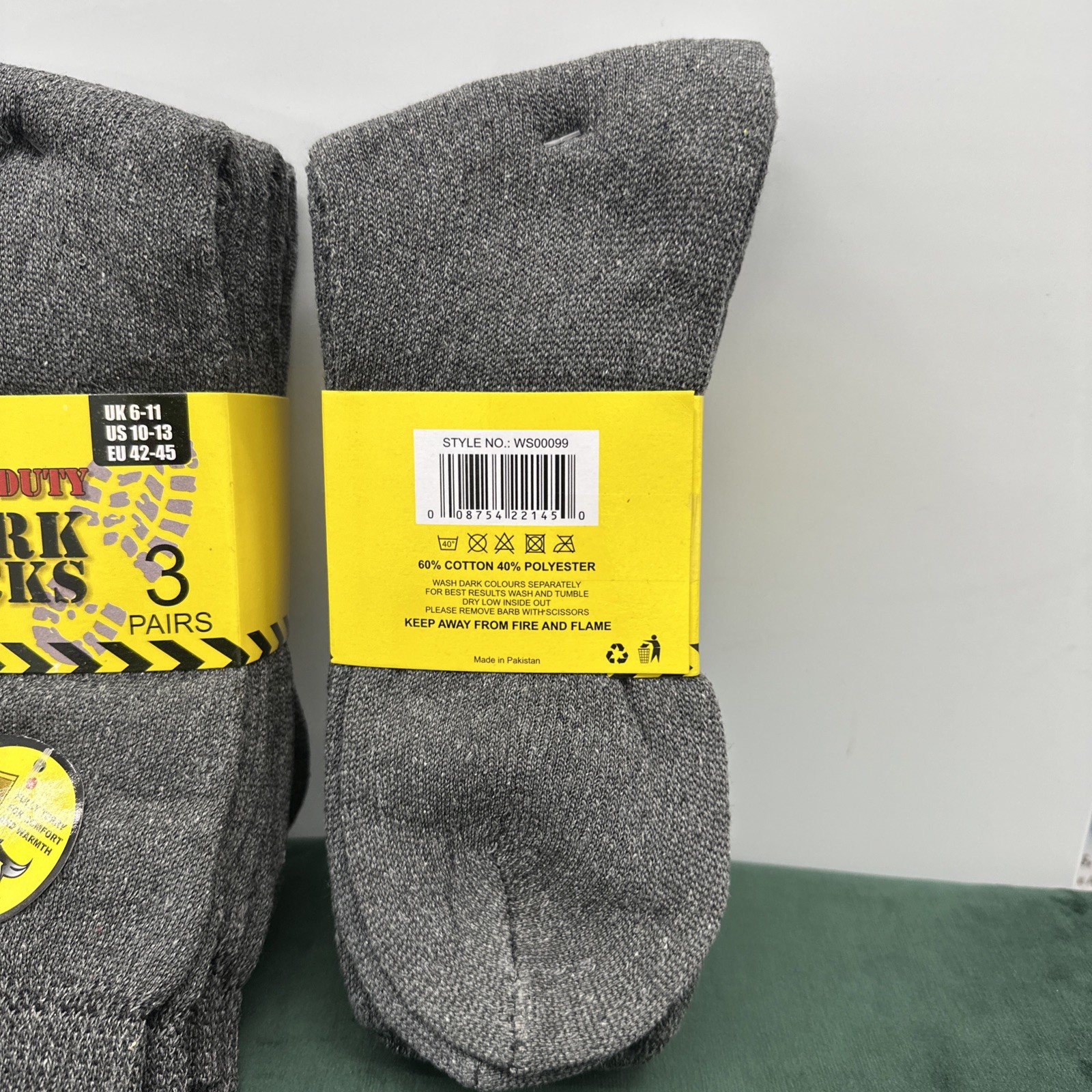2 Packs Heavy Duty Work Socks 6 Pairs Men’s 10-13 Fully Terry Warm Cotton Blend