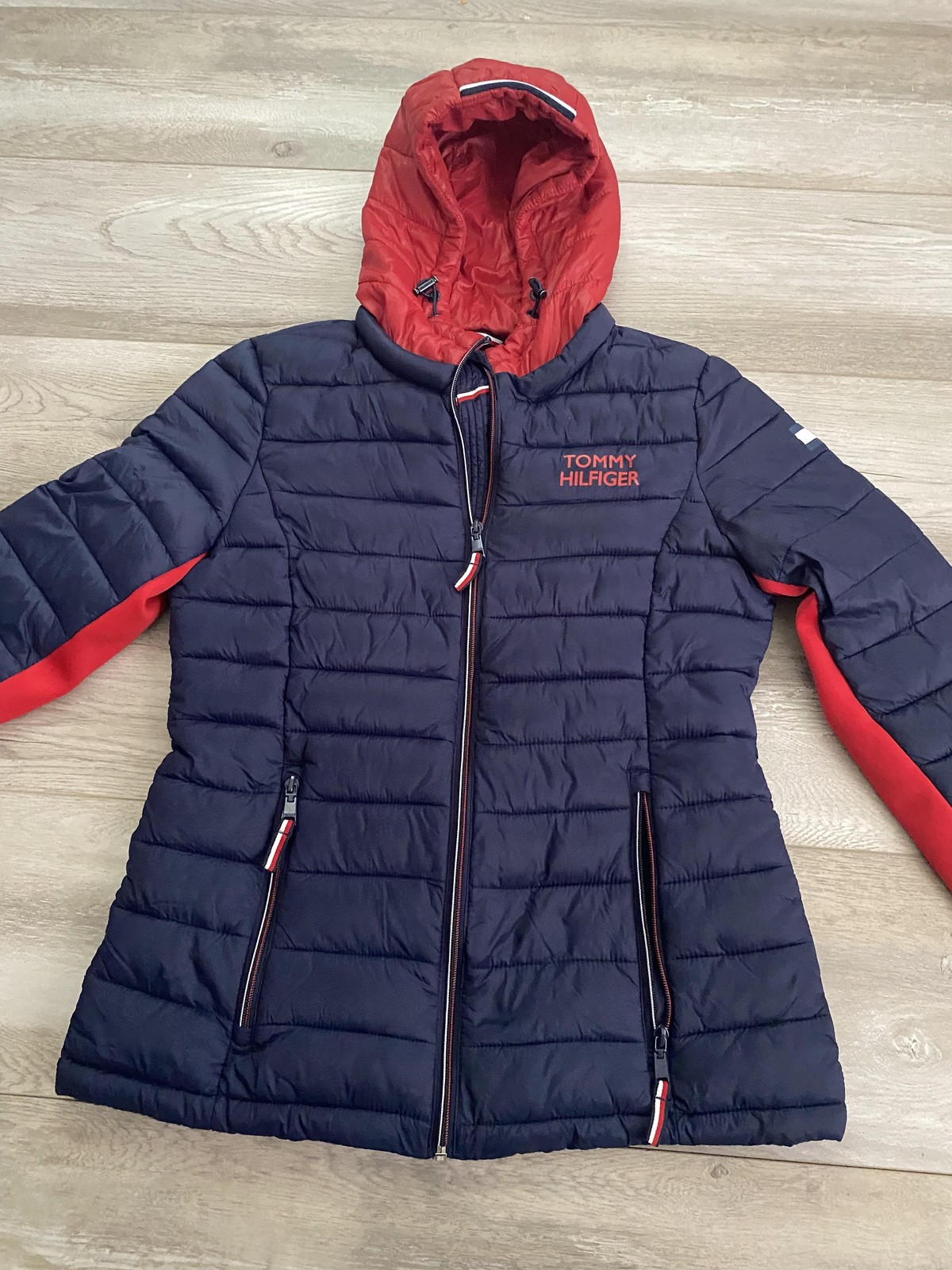 Tommy Hilfiger Jacket Womens Small Packable Lightweight Hooded Puffer Coat