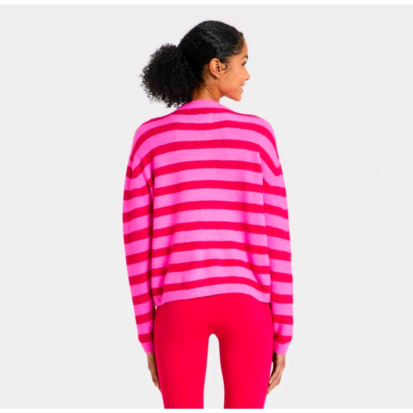 Joylab Bright Pink Striped Button Up Cardigan XS