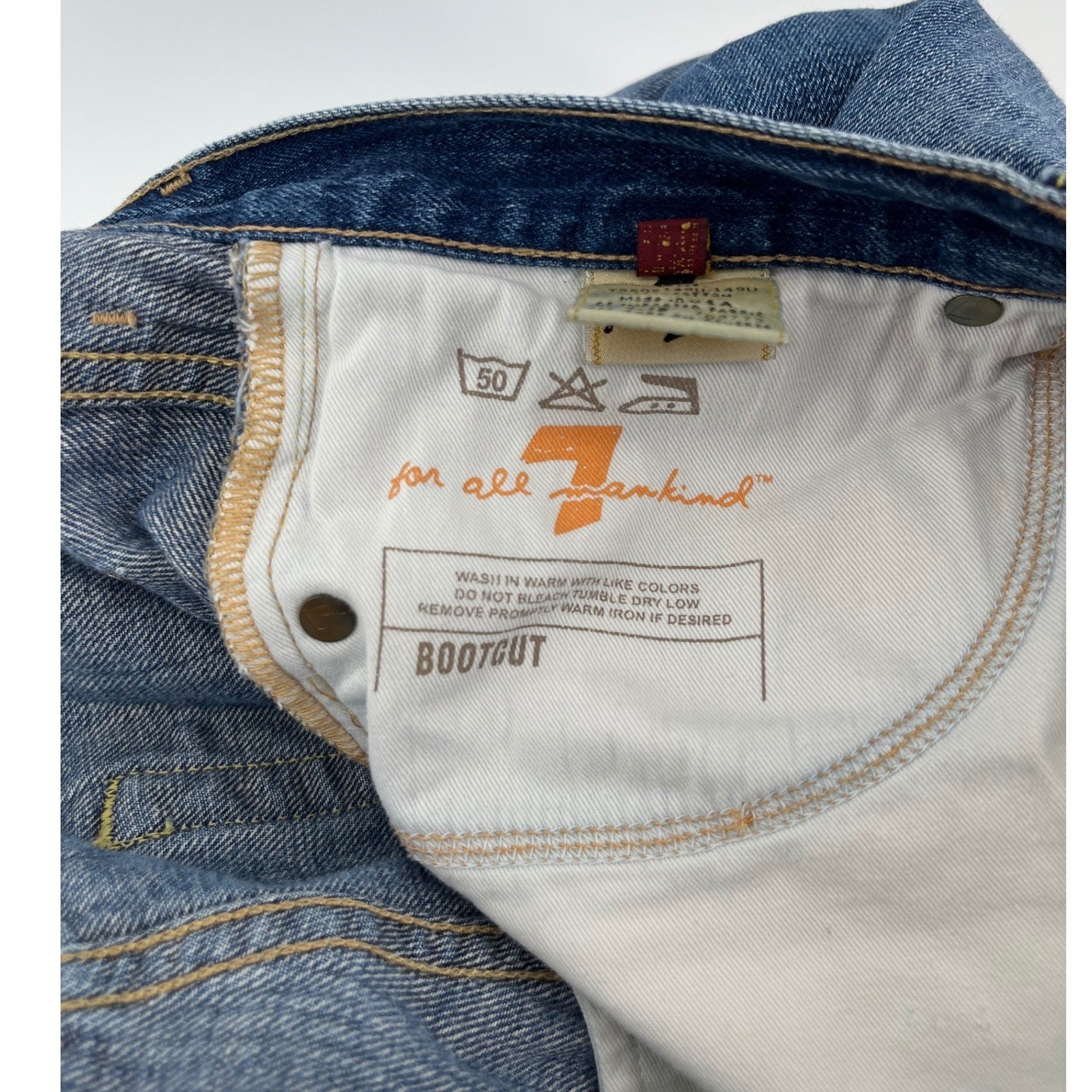 7 For All Mankind Bootcut Jeans Mens 32 Blue Medium Wash Distressed X149U-149U