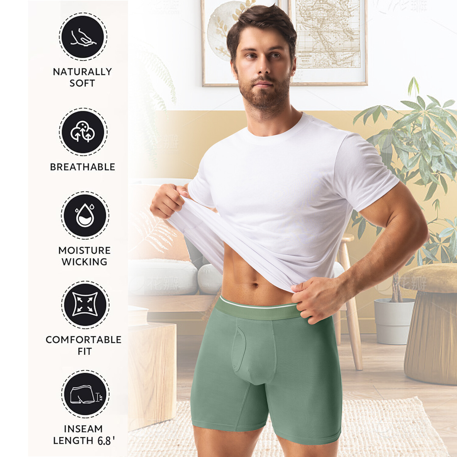 4/6 PACK For Men Bamboo Underwear Shorts Multicolor Boxer Briefs Underpants NEW