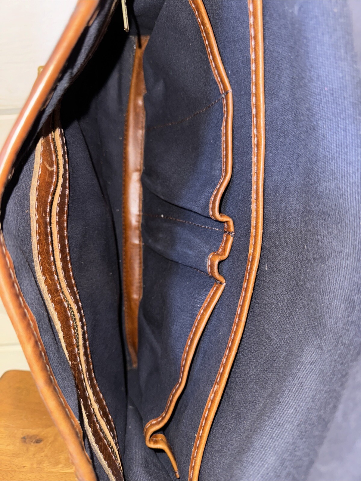 Heimies Made Leather And Tweed Messenger Bag EUC
