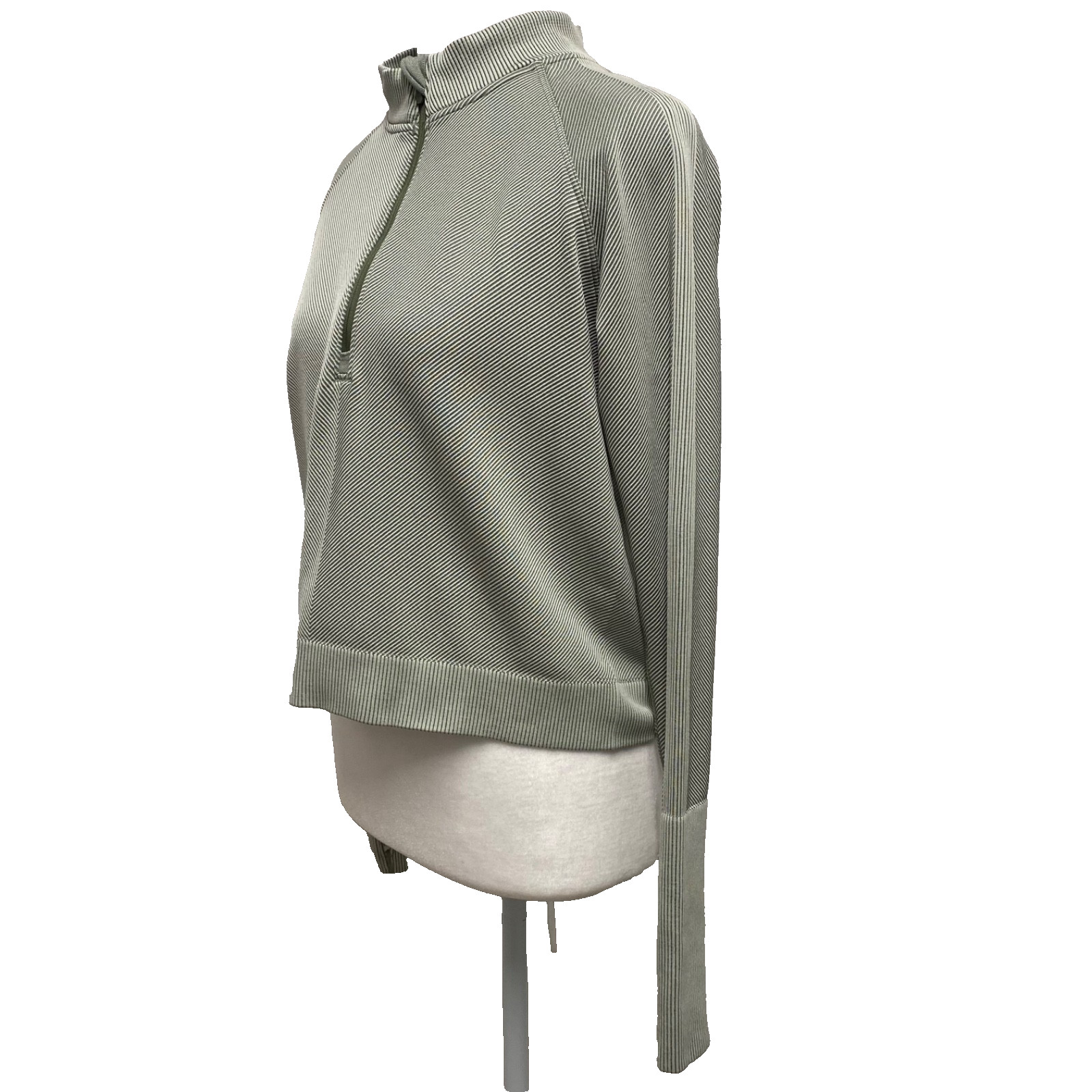 Lululemon Rest Less Cropped Half Zip Top Women 8? Green Long Sleeve Pullover