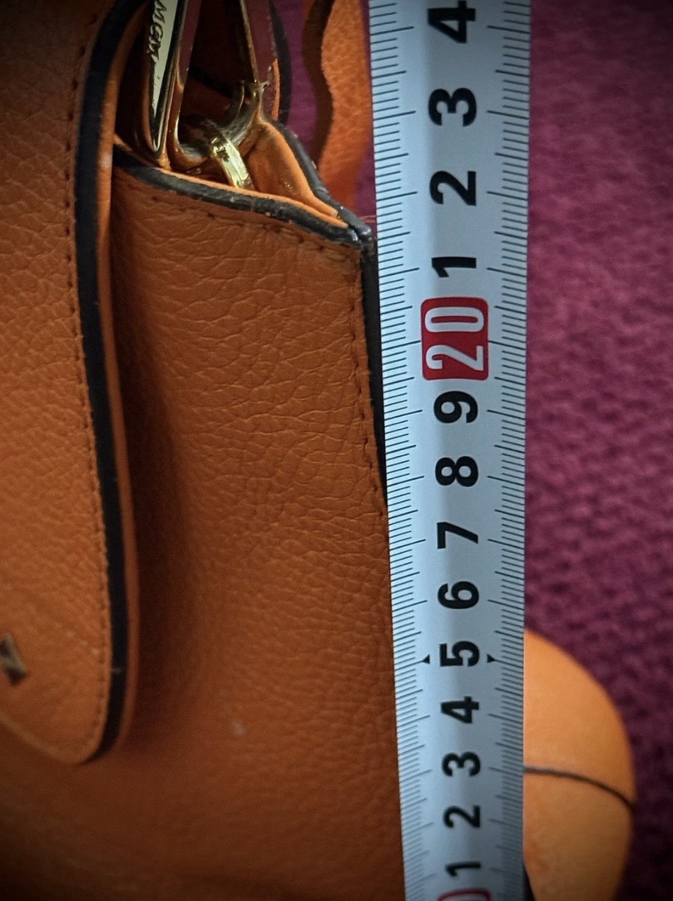 MCM Shoulder Bag Medium Orange Leather 2 Way