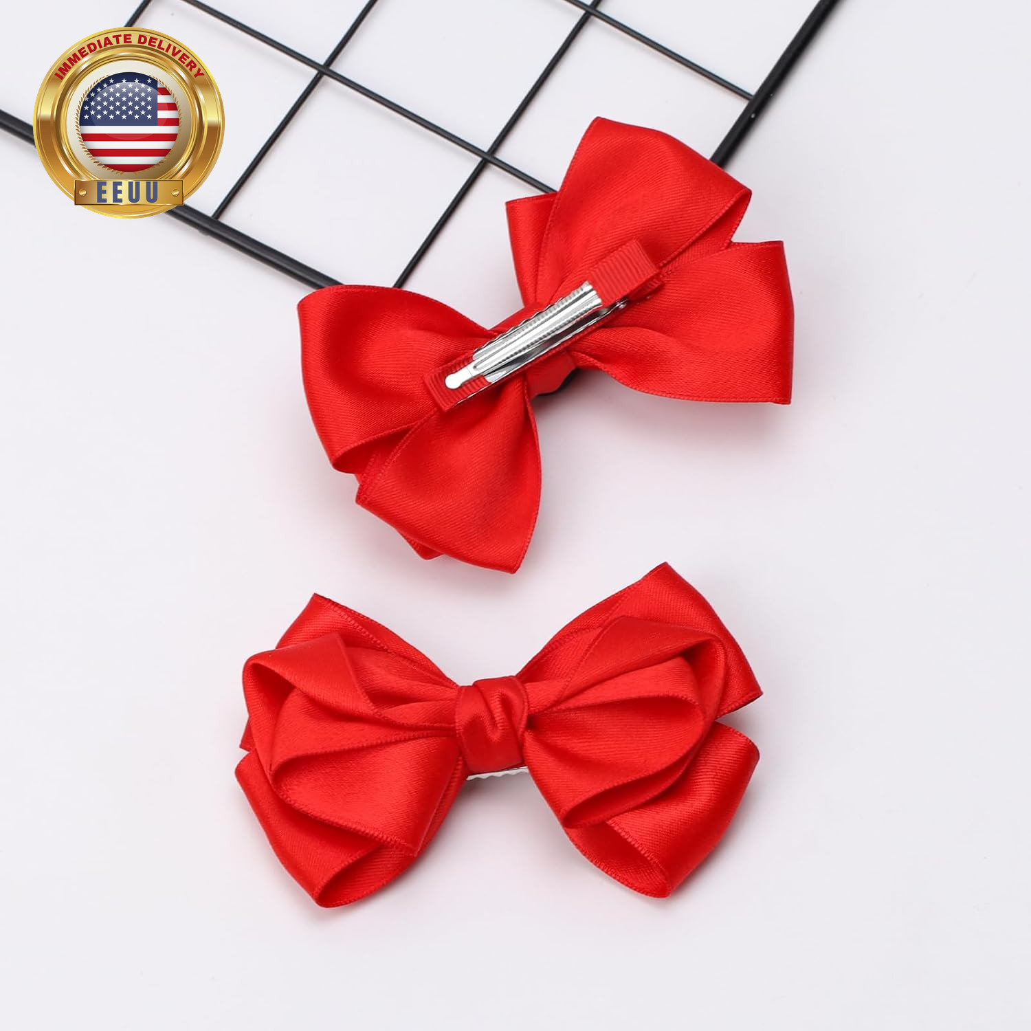 4.5 Inches Unique Hair Bows for Women Girls Thick Ribbon Boutique Alligator Clip