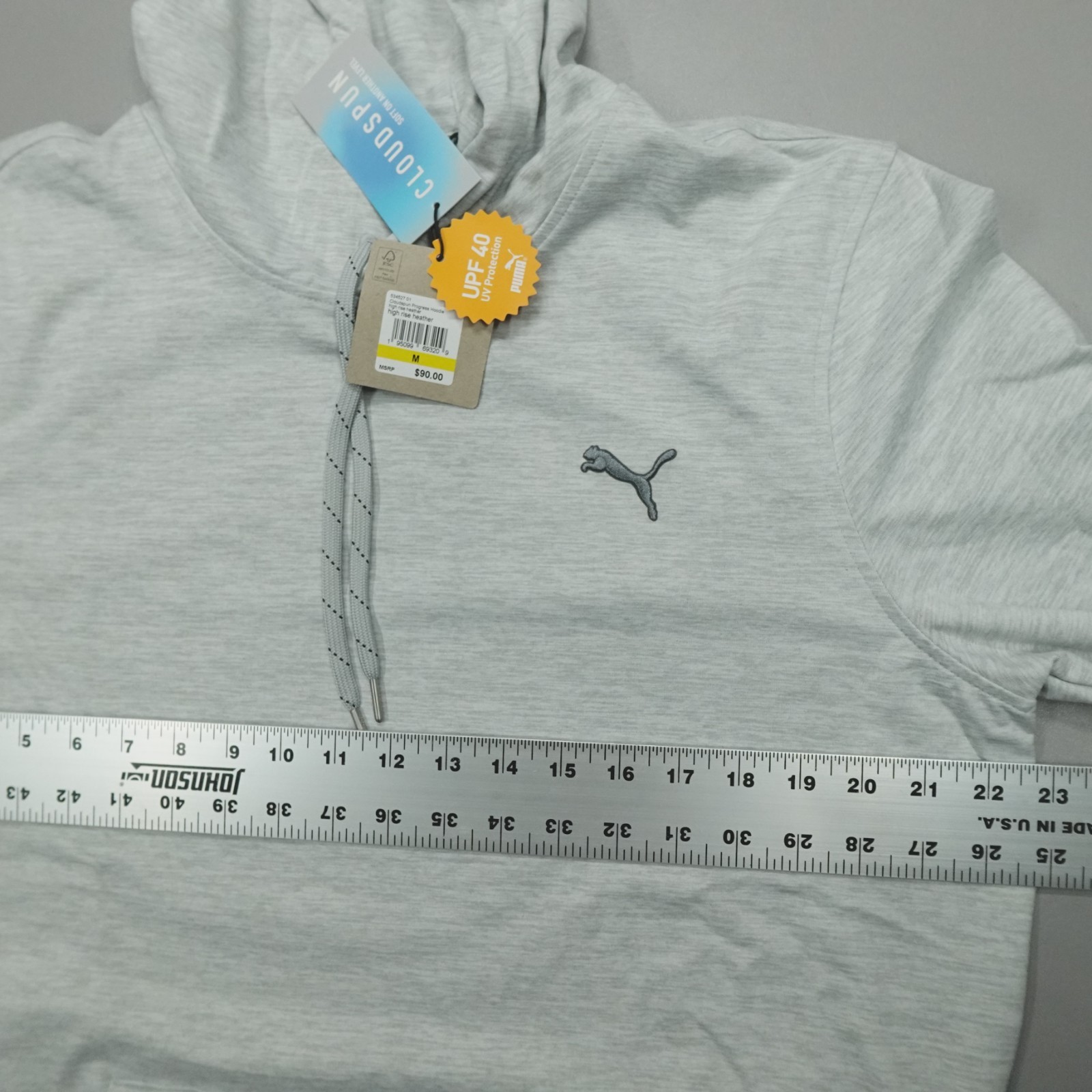 Puma Cloudspun Progress Hoodie Men’s Performance Sweatshirt Grey Heather NWT