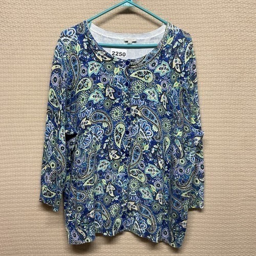 NWOT Talbots Blue/Green Floral Paisley Bouton Front Cardigan Women 2X China