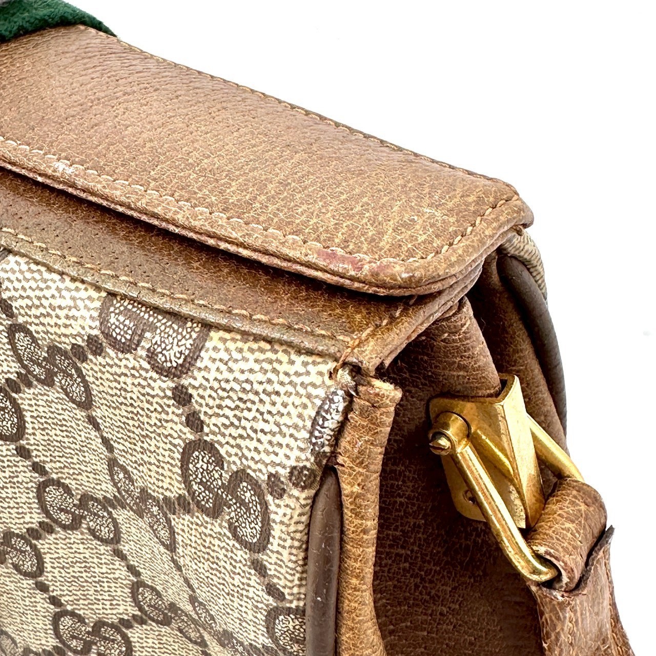 Vintage GUCCI Shoulder Bag Sherry Line PVC Leather GG Beige Authentic