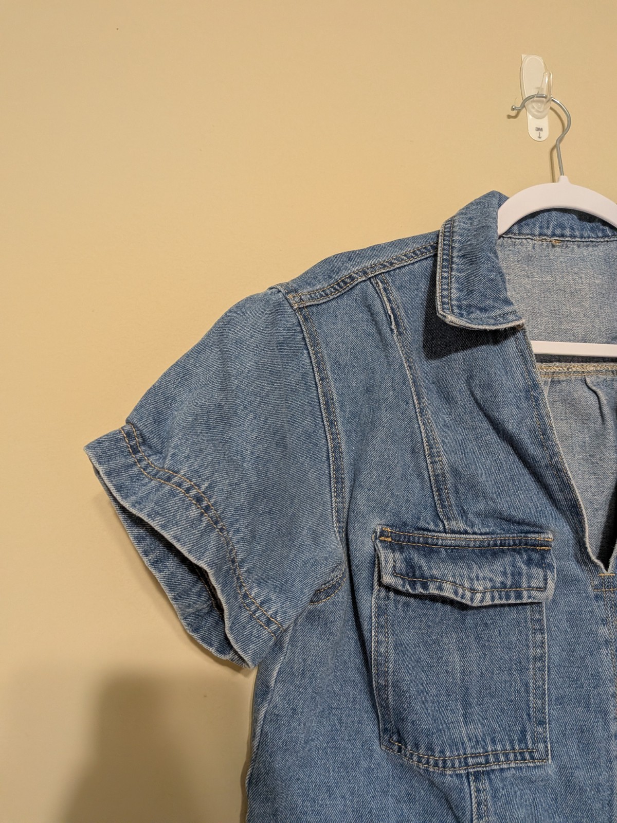 Y2K Boxy Cropped Denim Vintage Style Streetwear Jean Top With Pockets