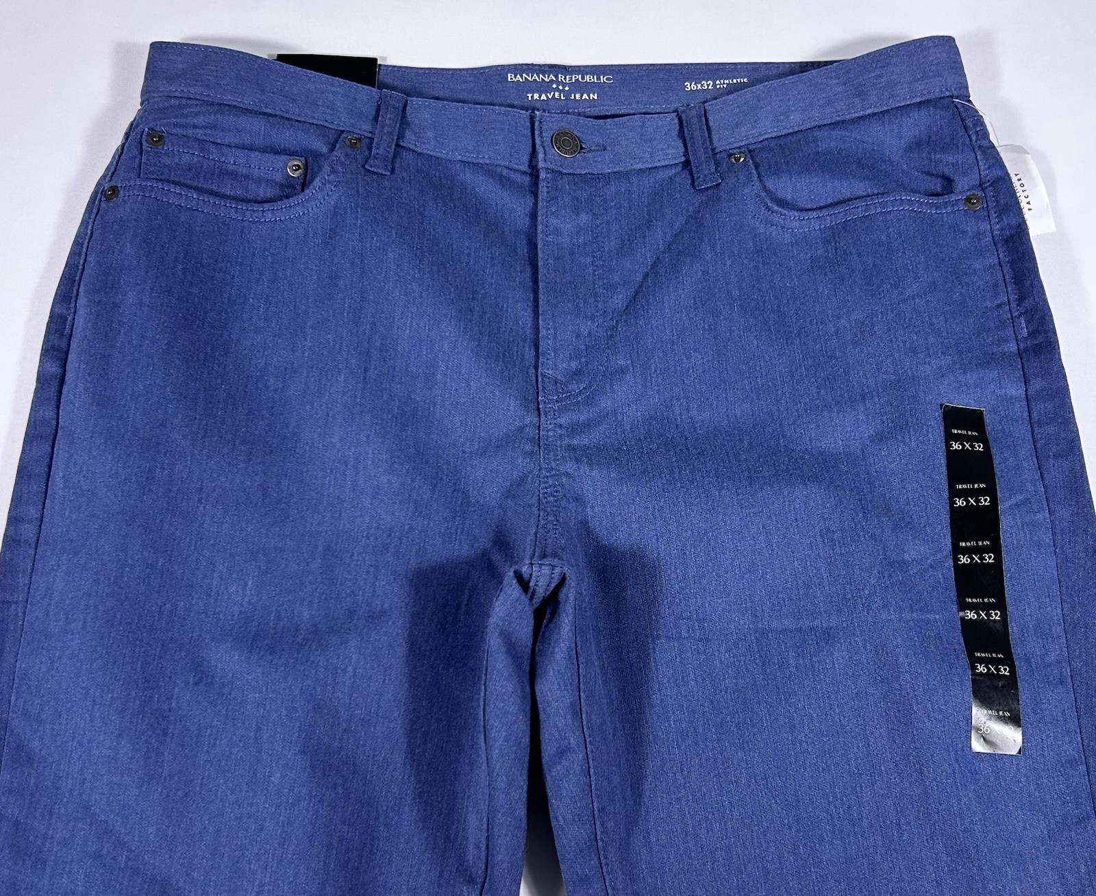 NWT Banana Republic Men’s 36×32 Blue Heather Athletic Fit Travel Jeans (36×31)